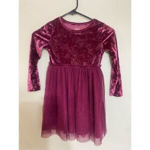 Girls long sleeve velvet feel purple sparkle jumping brand dress‎ size 5